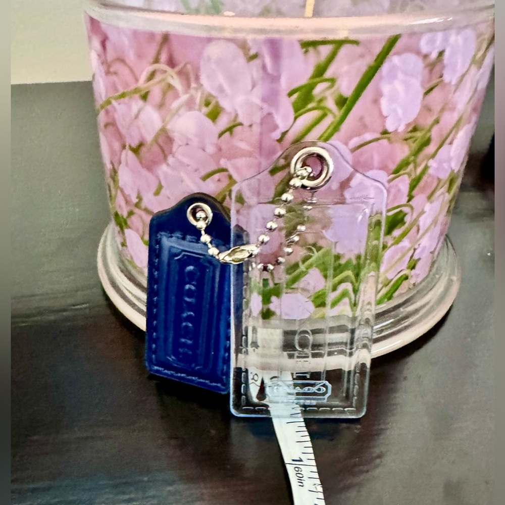 Coach Poppy Clear Acrylic & Blue Leather Hangtag Set Bag Charm